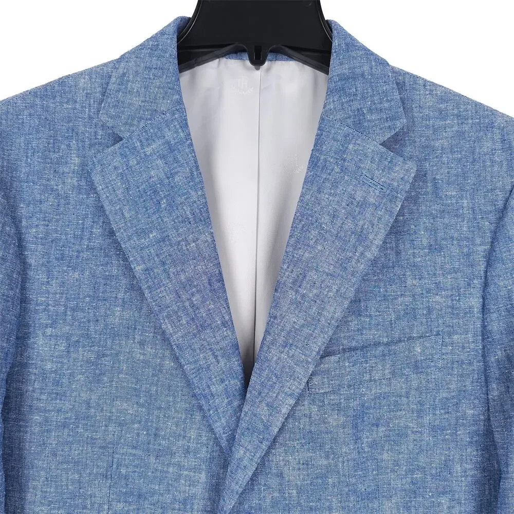 Tommy Hilfiger Mens Modern Fit Sport Coat 40S Light Blue Linen Cotton Blend NWOT